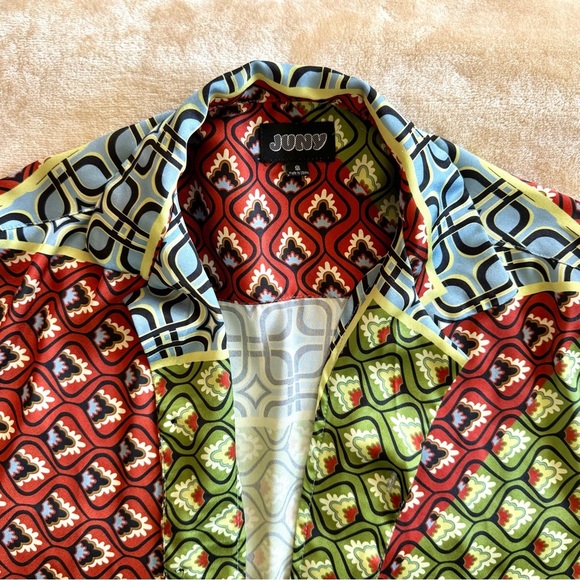 Multicolor Geometric Men's Button-Up Shirt - Picture 2 of 7